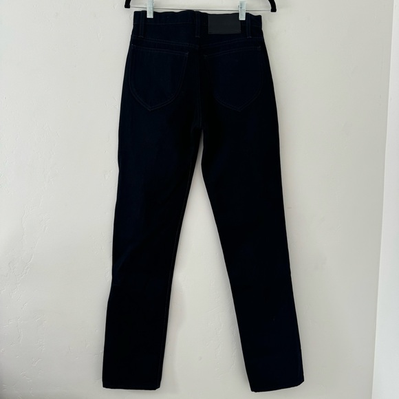 NWT Frame Italien True Straight 25 Noir Grey Stitching High Rise - Picture 2 of 4